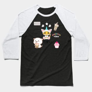 Kawaii cat loves boba Baseball T-Shirt